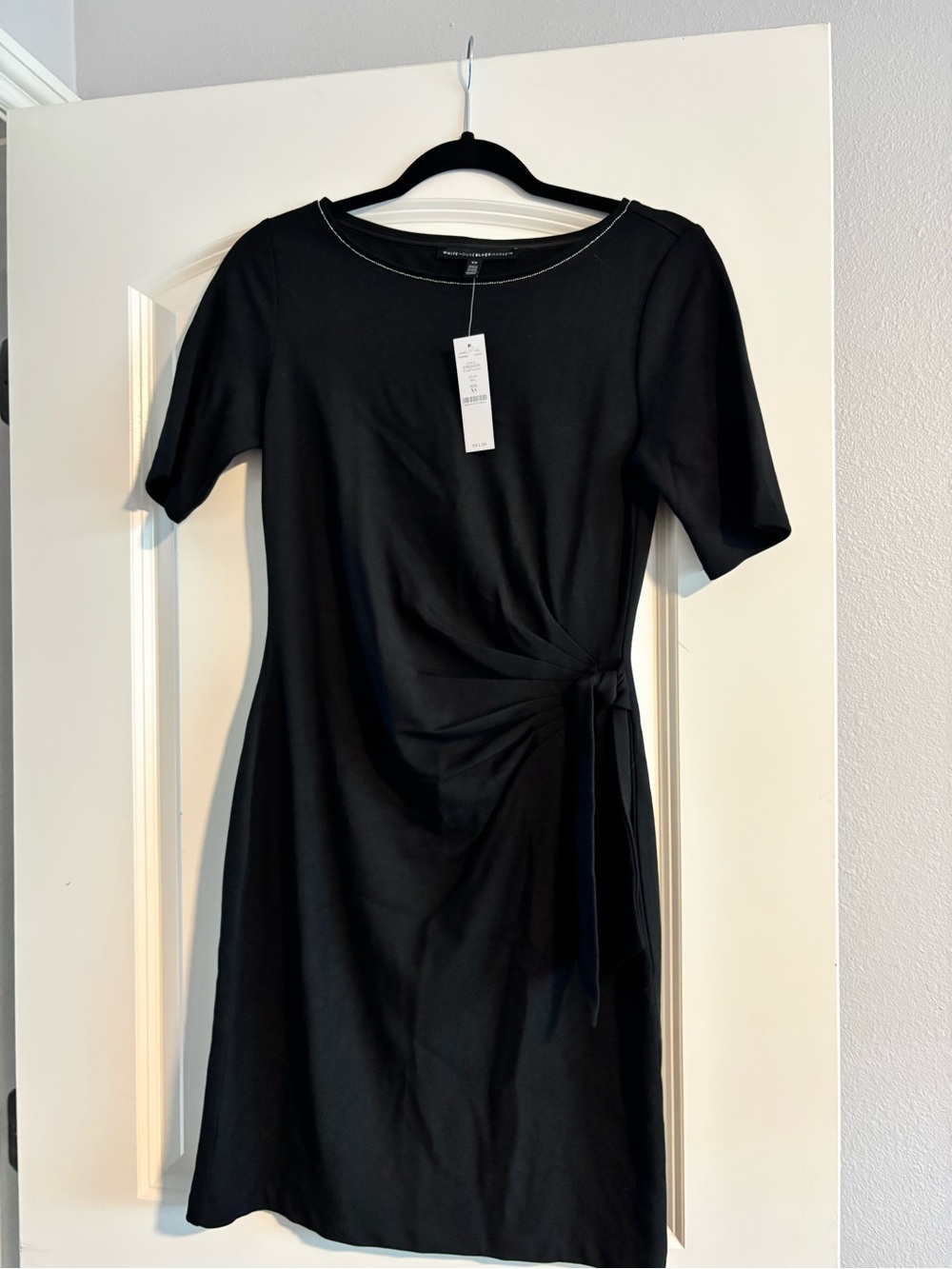 White House Black Market Black Midi Tie-Waist Dress